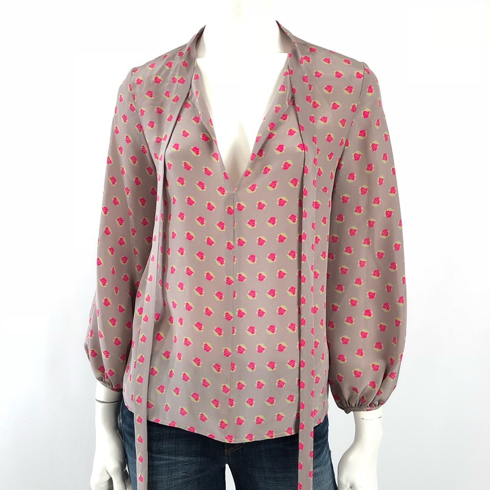 Amanda Uprichard 100% Silk Pussybow Tie Tunic Top - Picture 5 of 5